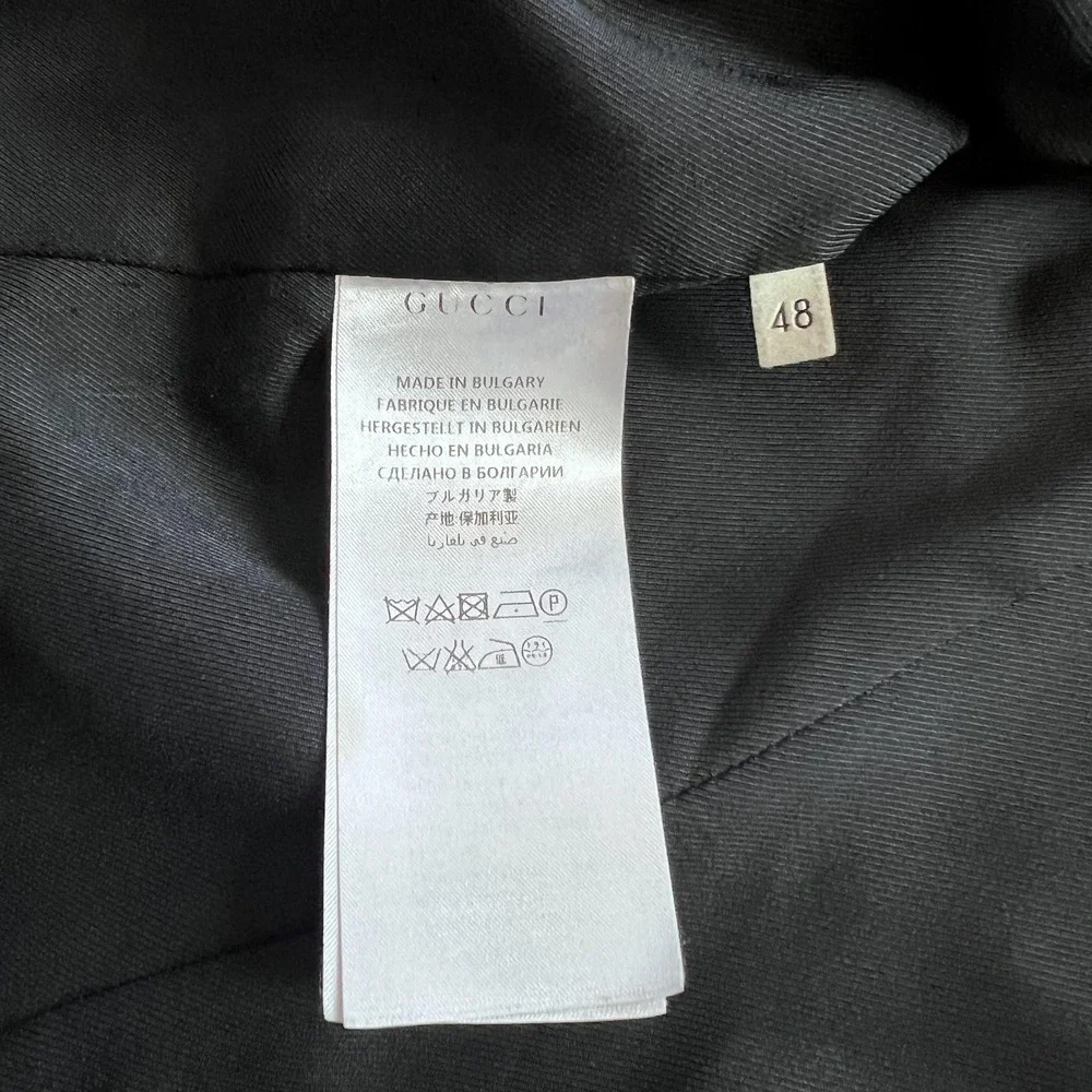 Gucci Uniform Suit Jacket Mens 48 Black Wool Formal Blazer Notch Lapel Bulgaria